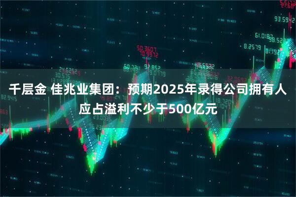千层金 佳兆业集团：预期2025年录得公司拥有人应占溢利不少于500亿元
